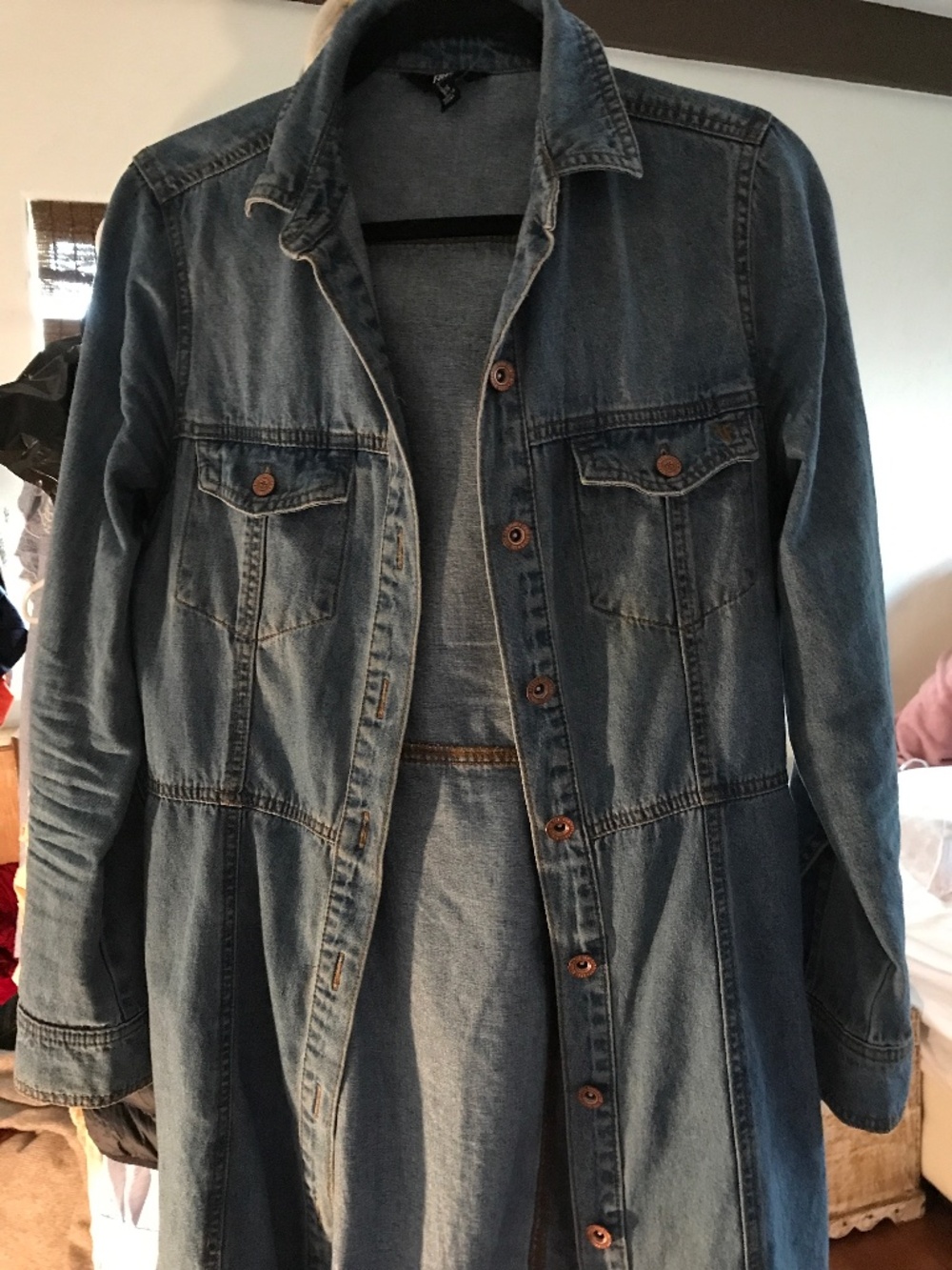 Frye brand denim long shirt or dress size xs